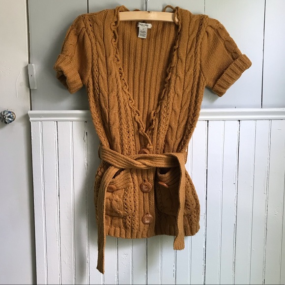 Vertigo Paris Sweaters - Vertigo Paris Mustard Wool Sweater belt button S